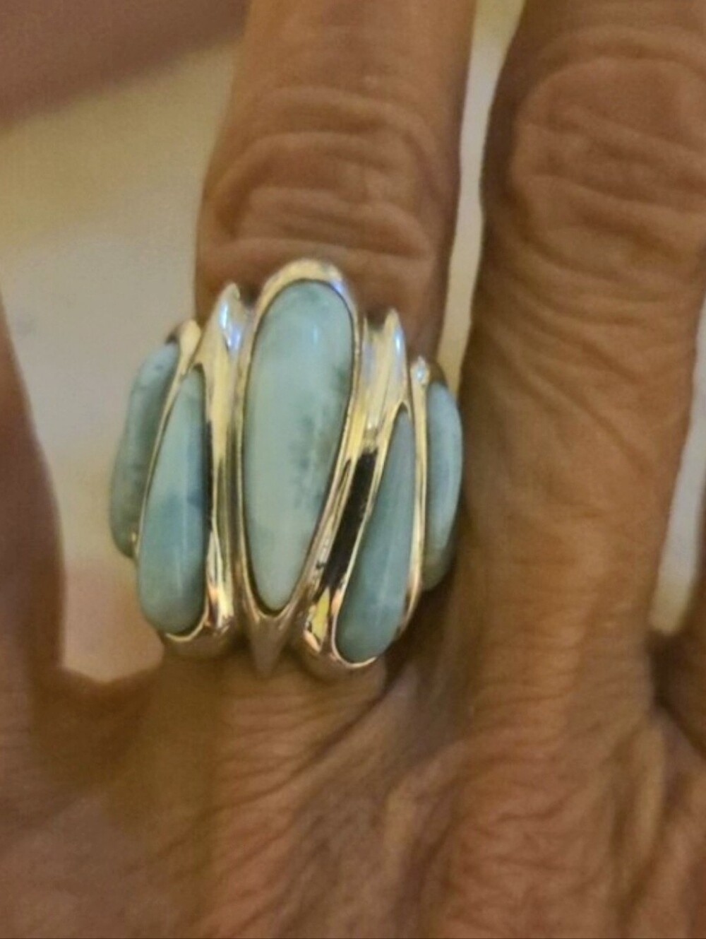 Gorgeous!Jtv,Genuine Larimar,Sterling Silver  Statement Ring